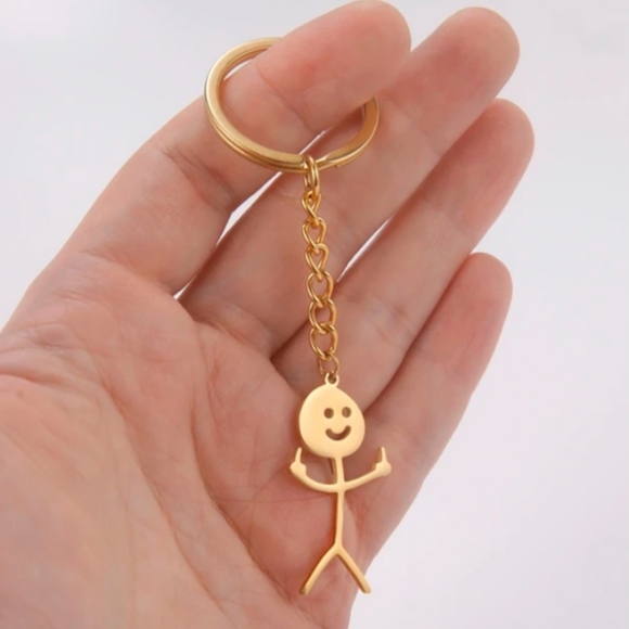 None | Accessories | Happy Stick Figure Middle Fingers Up Keychain ...